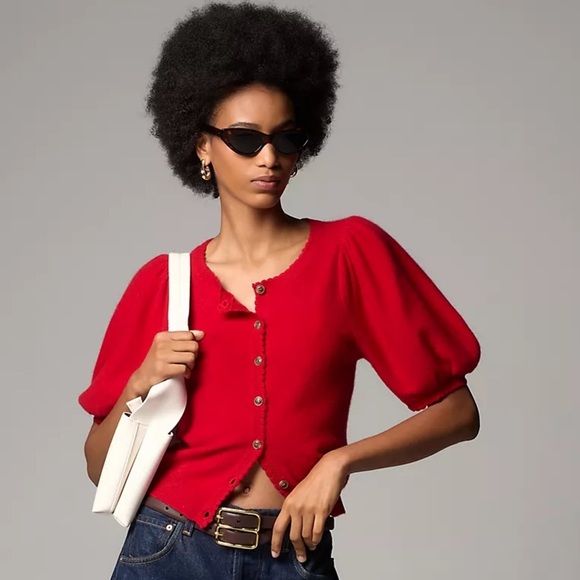 NWT! Anthropologie Maeve Puff-Sleeve Cashmere Cardigan Sweater - Size XXS 🍟 - Picture 6 of 10